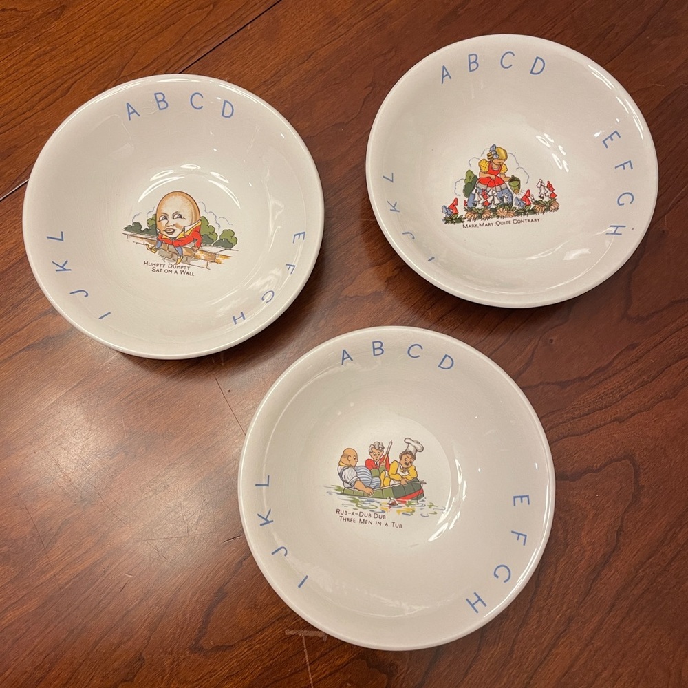 Three Vintage James Kent Nursery Rhyme Bowls